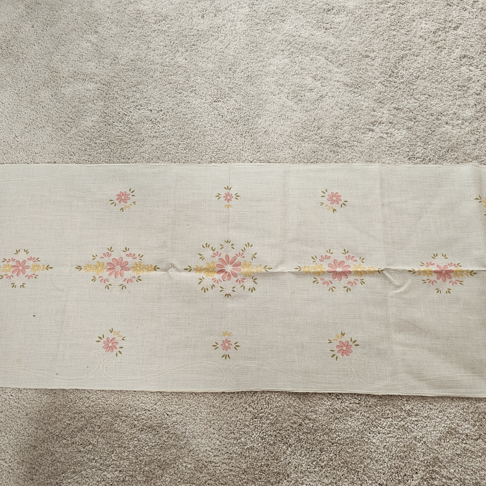 Floral Table Runner with Pink and Green Accents
